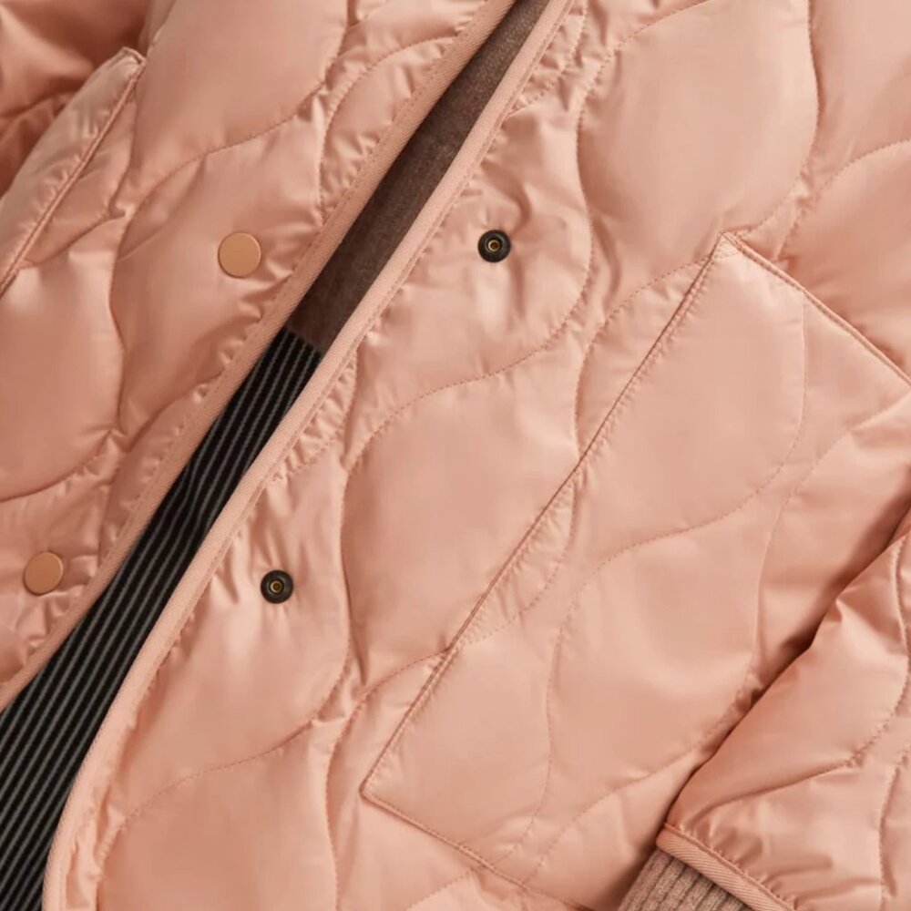 Everlane Renew Quilted Liner Jacket Women’s Snap Pockets, Blush Pink - Picture 3 of 4